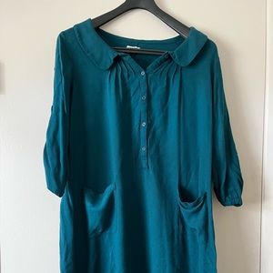 Teal/ forest Green Cooperative shirt dress.
